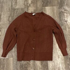Aritzia Babaton Rich Brown 2XS Wool Blend Cardigan Sweater